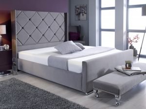 Grey Button Bed